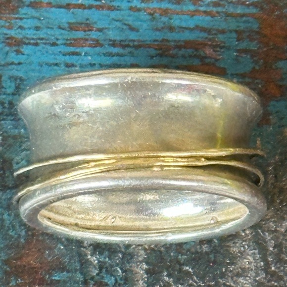 Sterling silver and gold spinner ring. New in box from Sundance. - Picture 2 of 5